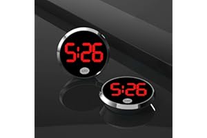 LIUZHIPENG 1 Pcs Automotive Stick Clock, Small Digital Clock for Dashboard, Touch Control Car Mounted Screen Digital Clock, Mini Luminous Car Dashboard Round Air Vent Stick-On Clocks Watch