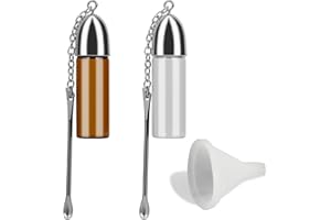 TENHCREEK Gewürzpulver Werkzeuge mit Löffell, Dispenser, Glas kleine Aufbewahrungsflasche mit Mini Silikon Trichter für Outdoor, Reisen(2 Stück)