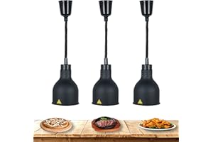 AOCAY Lámpara de Calentamiento de Alimentos Comercial de 250W, Lámpara de Calor Cocina 60-180 cm Ajustable para Hoteles, Restaurantes Buffet, Diámetro: 19m, Negro(Size:3PCS)