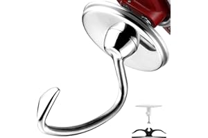 FUNYKICH Accesorio de Gancho de Masa de Acero Inoxidable para Kitchenaid 4.5-5 Qt Tilt-Head Stand Mixers, Resistente a la Corrosión y Apto para Lavavajillas, Amasado Eficaz para Pan, Pizza y Pasta