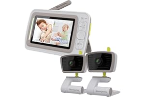 moonybaby Split 30 Babyphone Moniteur vidéo avec 2 caméras, écran partagé 4,3'', sans Fil, Longue portée, Vision Nocturne Grand Angle, Communication bidirectionnelle, berceuses, VOX, écran à Distance