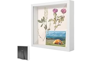 VIQIHEOE Cornice Portafoto 3D, Cornice per Oggetti in Legno Profonda di 3 cm, Box Frames 3D 30 x 30 cm, con Lastra Acrilica Trasparente, Scatola Vetrina per Ricordi, per Regalo di Nozze, Bianco