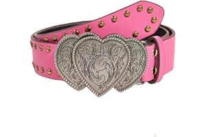 KBRPEY Cintura Donna, Cintura Regolabile In Pelle Pu, Cintura Con Fibbia a Forma Di Cuore Cintura In Pelle Con Borchie Cowgirl Cowboy Per Donna Per Abiti, Gonne e Jeans