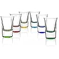 Eidoct Coloured Shot Glasses Set of 6 - 35ml Heavy Base Barware Set for Vodka, Tequila, Whisky Shots