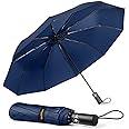 TechRise Umbrella Compact Windproof Travel Umbrellas: Easy Auto Open Close, Strong Fiberglass Frame, Durable Folding Lightweight Portable Automatic Backpack Umbrella for Men and Women, 10 Ribs