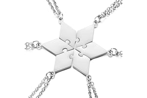 Cosysparks Friendship Necklace,Bff Gifts Best Friend Necklace Jigsaw Puzzle Matching Necklaces for Men/Women/Teens Family Gifts Stainless Steel Star Pendant with Chain