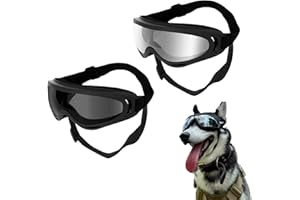 Yotlein 2Pièces Lunette pour Chien, Lunettes de Soleil pour Chiens, LUN-ettes Anti-UV pour Chiens, Imperméables, Coupe-Vent, Lunettes de Soleil pour Chien de Taille Moyenne Grande pour Plein Air