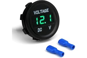 YTIAN Switian Voltmètre Affichage Numérique Universel Imperméable Tension Compteur LED Vert CC 12-24V pour Voiture Moto Camion