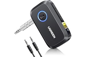 ‎UGREEN UGREEN Aux Bluetooth 6.0 dekodowaniem LDAC Adapter samochodowy, certyfikatem Hi-Res Audio Gold Standard, 17 godzin pracy na baterii, odbiornik Bluetooth Jack do radia samochodowego/systemu stereo