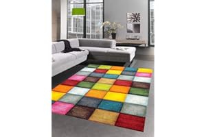 CARPETIA Nowoczesny dywan do salonu, kolorowy – żółty, czerwony, niebieski, zielony, wymiary 200 x 290 cm