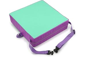 BTSKY PU Leather Baby Toddler Kid Infant Demountable Adjustable Washable Booster Seat with Straps Dining Chair Chair Pads Chair Increasing Cushion (Green+Purple)