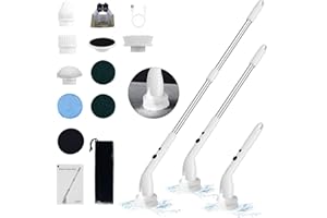 CkeyiN Pro Brosse de Nettoyage éLectrique sans Fil avec 7 TêTes De Brosse Interchangeables,Manche RéGlable avec Affichage et lumière,Brosse Nettoyage Salle De Bain pour Cuisine, Voiture, Carrelage