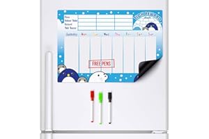 CKB LTD® Manchot Magnétique Récompense et tâches Chart Sec pour Réfrigérateur 7 Jours pour Les réfrigérateurs colorés liste de Croix | Tableau de récompenses magnétique, en Anglais