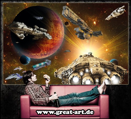 Poster Galaxy Adventure Wandbild Dekoration Raumfahrt-Mission space-shuttle science-fiction Raumschiff Weltraum All Stern | Wandposter Fotoposter Wanddeko Wandgestaltung by GREAT ART (140 x 100 cm) - 2