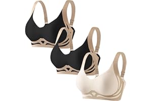 Guhmomh 3er Pack Seamless Push up BH Damen Ohne Bügel Minimizer BH Klassische Shaping Bras Comfy Lifting Anti-Sagging Bustier Teenager Verstellbarer Schultergurte Daily Atmungsaktiv Tshirt Bralette