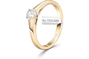 EDELIND 750 Anello Fidanzamento Donna Ø 49-58 mm Solitario Diamante Naturale 0.05-0.30 ct Taglio Brillante Anello Donna Oro Giallo 18K Сon Scatola Regalo