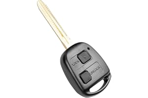 ANEI Toyota Key Fob Cover Replacement for Toyota Yaris Corolla Avensis RAV4 Celica Camry Echo Prado Remote Car Key Case Shell, 2 Button Toyota Key Fob Repair Kit (With Rubber Pad & Blade)