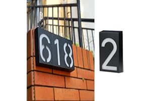 Tinyouth numer domu, podświetlany, solarny – numer 2, solarny numer drzwi, na ścianę, 6 diod LED, podświetlany numer domu z czujnikiem światła, wodoszczelność IP55, lokalizator domu do samodzielnego montażu