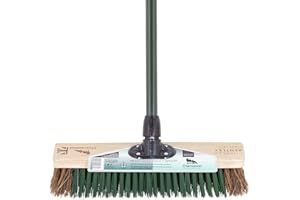 Charles Bentley Charnwood 16" Utility Broom with Scraper for Garden & Outdoor Maintenance Premium Brushware Green FSC