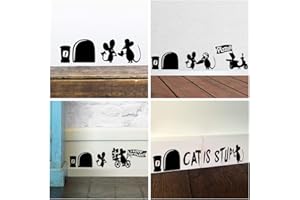 ufengke Buco del Mouse Battiscopa Adesivi Murali Vinile Rimovibile Adesivi da Parete per Bambini Soggiorno Camera da Letto, Nero