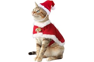 Namsan Cat and Dog Christmas Outfit - Pet Santa Costume With Xmas Hat and Cloak for Small Kitten and Puppy