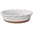 Mora Ceramic Pie Pan for Baking - 9 inch - Deep and Fluted Pie Dish for Old Fashion Apple Pie, Quiche, Pot Pies, Tart, etc - Modern Farmhouse Style Porcelain Ceramic Pie Plate - Vanilla White