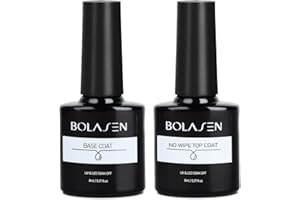 BOLASEN Base e Top Coat in Gel Semipermanente per Unghie 2Pcs 8ml, Non Wipe Primer