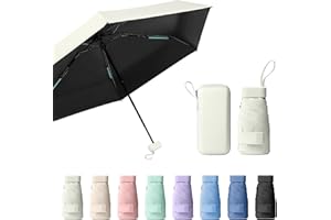 Sykrawki Mini Paraguas Plegable Portátil, Protección UV y Antiviento con Cubierta de Cápsula, Paraguas de Viaje Compacto para Hombres y Mujeres