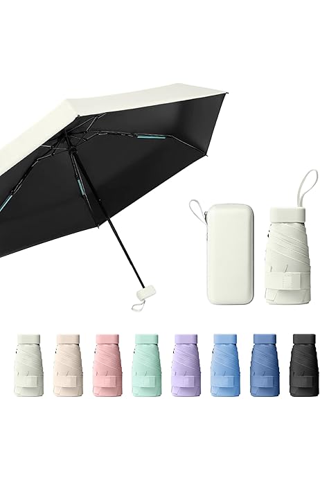 Kiuiom Mini Parapluie Portable à 6 Baleines UPF50+ Avec