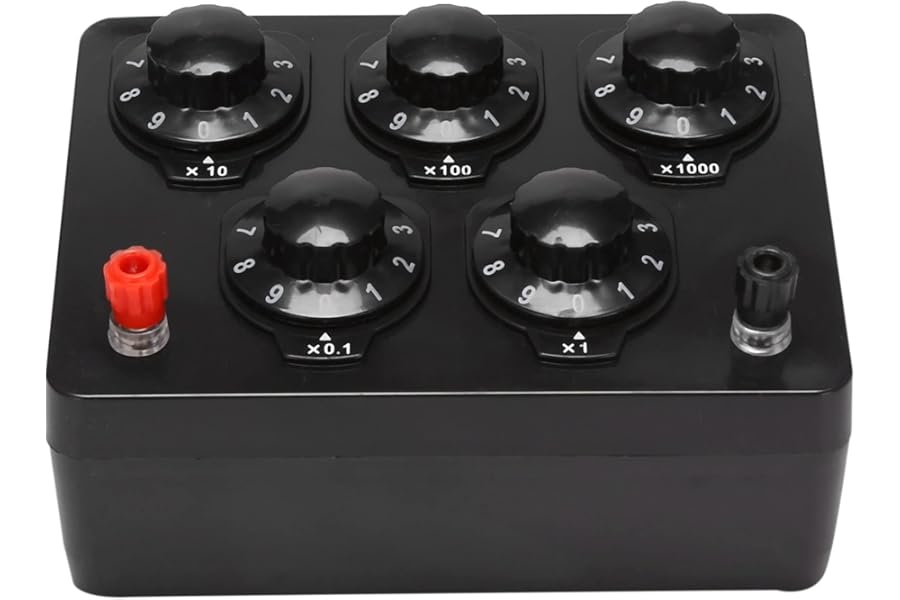 Ocnvlia Black Resistance Box Iron Variable Decade Resistor Resistance Box 0-9999.9 Ohm 165X125X60Mm forPhysical Teaching