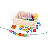 7594 Inserto creativo small foot, con perline di legno in molti colori e forme, nastri inclusi, a partire da 3 anni.