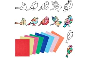 PLIGREAT 12 Pcs Cute Bird Shapes Templates Stained Glass Effect Paper Sets, DIY Suncatchers Crafts Kit for Daycare Nursery Shcool Project Artwork Class Supplies Children's Party Favors Window Decor