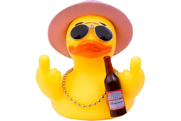 Mwmoeen Canard en Caoutchouc pour Tableau de Bord de Voiture - Décorations de Canard pour Voiture - Ornements avec Chapeau Haut-de-Forme et Lunettes de Soleil - Jolie Décoration pour Voiture