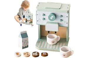 DAJASD Macchina Da Caffè Giocattolo In Legno, Giocattoli Finti Da Cucina, Macchina Per Caffè Espresso Giocattolo per Cucina per bambini, Set di Giocattoli per cucina per bambini da 3 4 5 anni