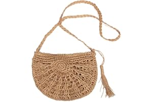 ZoneYan Strohtasche,Stroh Tasche,korbtasche,Reine handgemachte spinnende Schultertasche,neue Retro Art-Stroh umsponnene gesponnene Beutel-Reise-Riemen-Beutel-Schulter-Beutel-Handtaschen