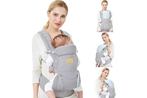 Viedouce Porte Bebe avec Siège de Hanche Pliable,Porte Bébé Ergonomique avec Soutien Lombaire,Porte Bebe dorsale avec 5 Réglages d'angle Réglables pour Nouveau-né (Sans Siège à hanche)
