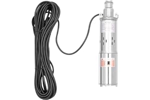 BIUSGIYENY 12V 180W Tiefbrunnenpumpe Brunnenpumpe Edelstahl Tauchbrunnenpumpe Tauchpumpe Wasserpumpe Rohrpumpe Auslass 25 mm bis 20m 1.2m³/h