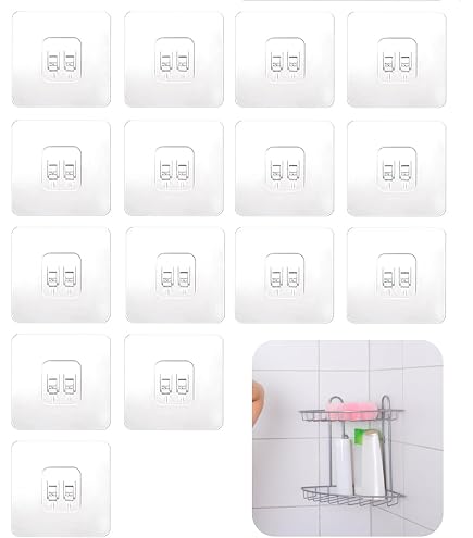 12 Crochets Adhésifs Transparents Pour Panier De Douche – Sans Perçage, Forte Adhérence, 6 X 6 Cm - 12