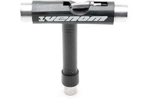 Venom Skateboards Skateboard Longboard Tool All-In-One Multi-functional Portable Pocket Socket T Tool skate boards Accessory inc Allen Key & Phillips Head Wrench Screwdriver multi tool - Black