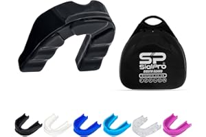 SialPro Mouth Guards for Boxing Men Adult Youth Junior Mouldable Mouthpiece Slim Fit Boil and Bite Gum Shield with Case MMA Hockey Rughby Basketball Judo Karate Martial Arts (Black, Adult)
