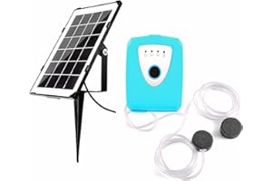 Aoresac 3.5W Solar Teichbelüfter mit 4000mAh Akku und Deutsches Handbuch, USB, Vier 1 M Schläuche, Geeignet für Gartenteiche, Aquarien (Blau)