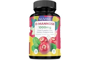 D Mannose 120 Capsules, 1000 mg per Dose, Promotes Urinary Tract Health, Natural Vegan UTI Defence by NUVIMI®