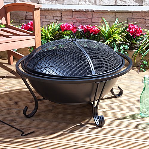 Home Garden Direct Garden Outdoor Black Bowl Fire Pit Brazier Bbq by