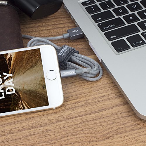 Toways Lightning Kabel 1.2m iPhone Nylon USB Ladekabel Datenkabel für iPhone 7 / 7 Plus / 5 / iPhone 6 / iPhone SE / 6 / 6 Plus / 6s / 6s Plus / 5 / 5c / 5s, iPad Pro Air Air 2 mini2 mini3 4th Gen, iPod Nano 7th Gen, DJI Mavic Pro Drone – Grau [Apple MFi zertifiziert] - 7