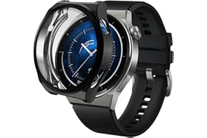 PaceBid Etui kompatybilne z Huawei Watch GT 3 Pro 46 mm, pełna ochrona przezroczysta obudowa z TPU gumowa osłona o wysokiej rozdzielczości do zegarka GT 3 Pro 43 mm - czarny