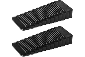 HOINYA Door Stops, 2 Packs Rubber Door Stop Non-Slip Silicone Door Wedge Stoppers for Multi Floor Suitable for Interior Bathroom, Kitchen, Children's Room Door, Offices (Black)