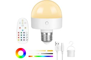 HOTUT E26/E27 Trådlös fjärrkontrolllampa, 12 färger, uppladdningsbar glödlampa, typ C, E26/E27 glödlampa med fjärrkontroll oc