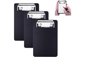 AZWOOD Mini portablocco in plastica, 10 x 15 cm, piccolo portablocco con portapenne per blocco note, ricevute, liste tascabili (nero, 3 pezzi)