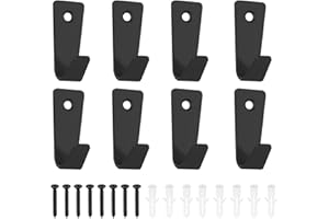 QJKEJI 8 Stück Garderobenhaken, Kleiderhaken Schwarz, Kleiderhaken Wandhaken zum Schrauben, Metall Haken für Schlafzimmer Badezimmer Wohnzimmer Kleiderschrank Garderobenleiste Mäntel Handtuch Jackenhaken