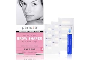 Parissa Eyebrow Wax Strips (32 Strips) - Hair Removal for Women Waxing Strips Kit - Wax Kit for Eyebrows - with After Care Azulene Oil